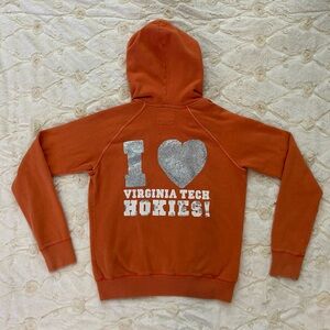 Victoria's Secret Pink VT I 🩶 Virginia Tech HOKIES Orange Hoodie Medium GLITTER
